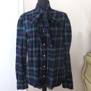 Polo Ralph Lauren Plaid Blouse with Bow-Tie Collar